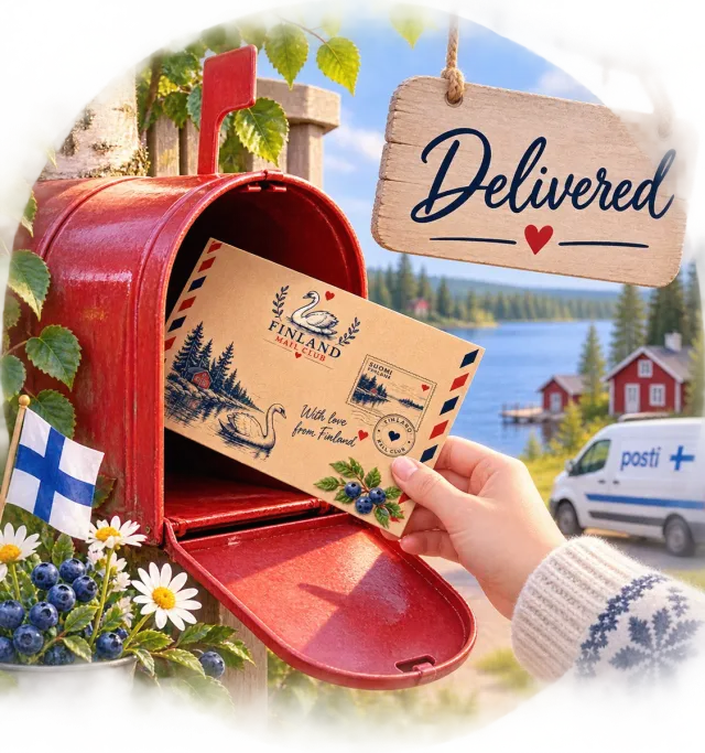 Illustration of a letter being taken from a red mailbox